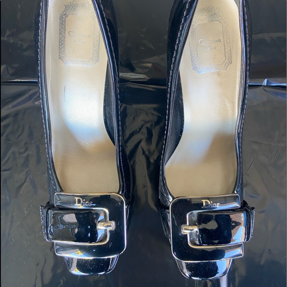 Christian DIOR 6.5 (36 1/2) Black Leather pumps high heels. Great condition.